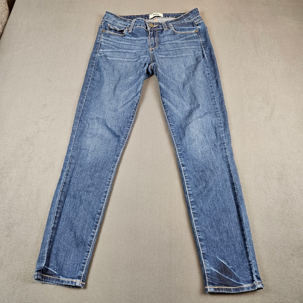 Paige Verdugo Ankle Skinny Jeans Zach Distressed Blue Size 28 WJ787